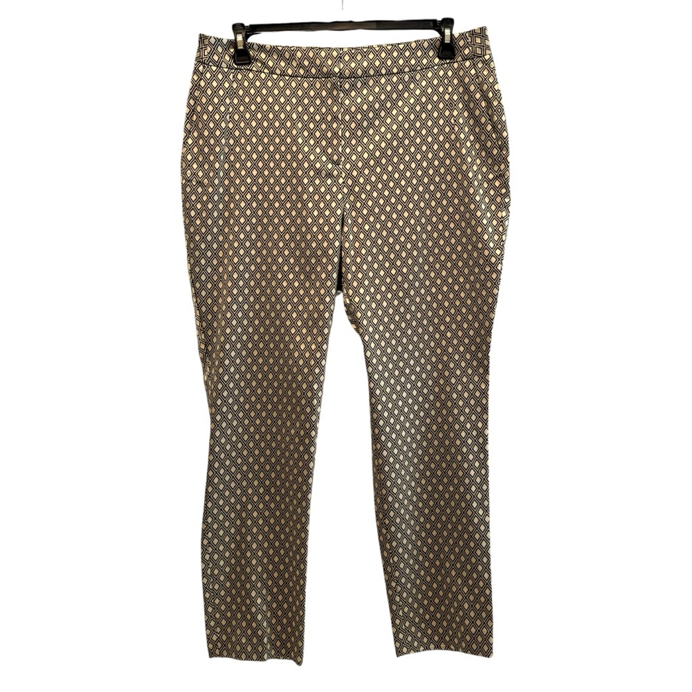 Chico’s Jacquard Ankle Pants‎ Diamond Mosaic Career Black Gold Shimmer 2 / 12